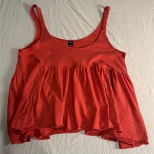 Womens Medium Coral Tank Top Sleeveless Scoop Neck Babydoll Blouse Boho‎